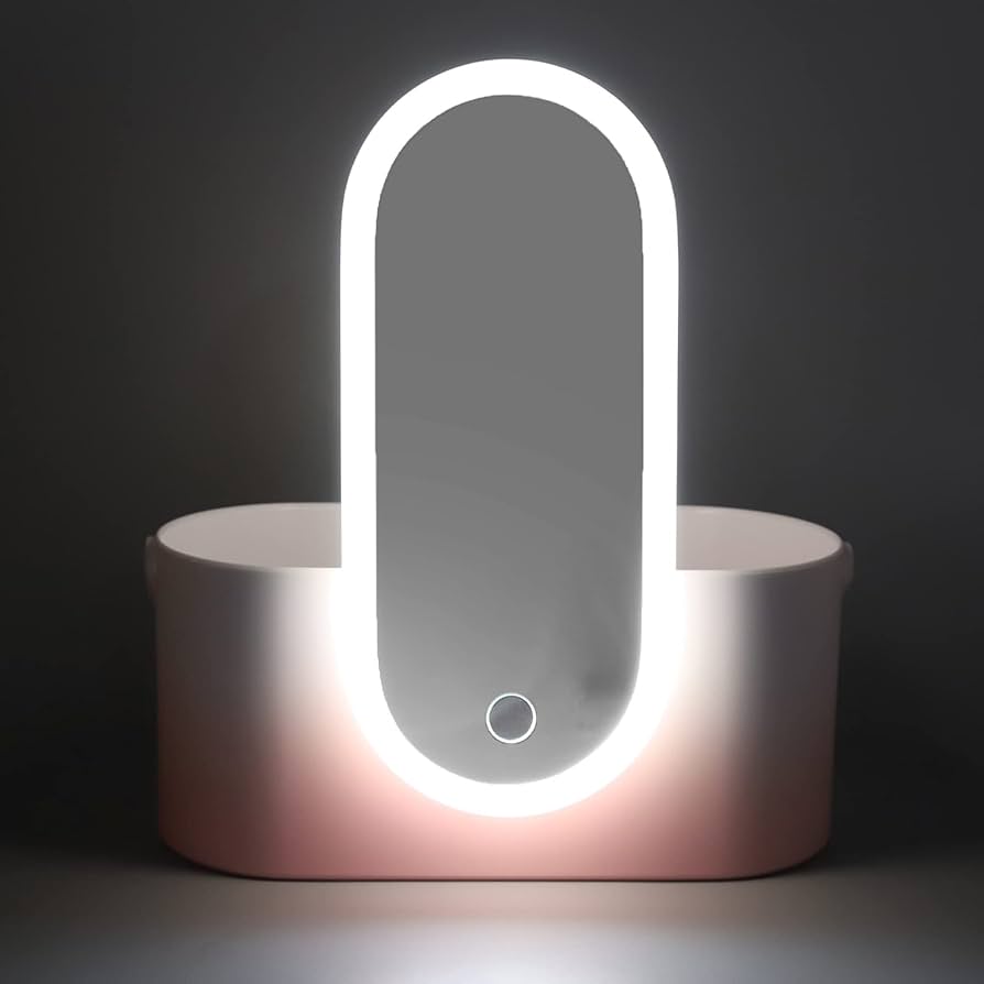 Portable LED Light Storage Box Beauty And Makeup Mirror