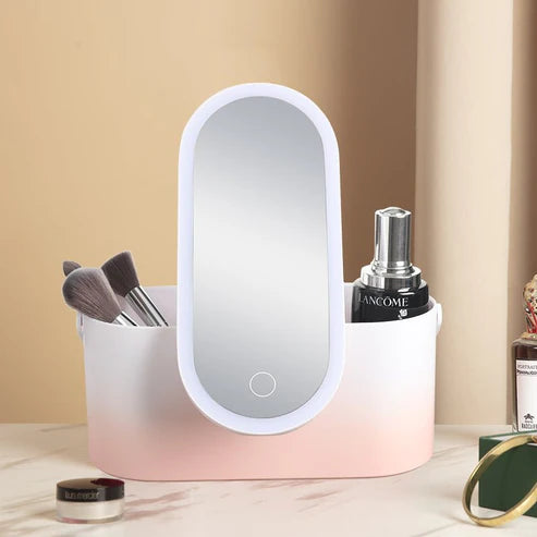 Portable LED Light Storage Box Beauty And Makeup Mirror